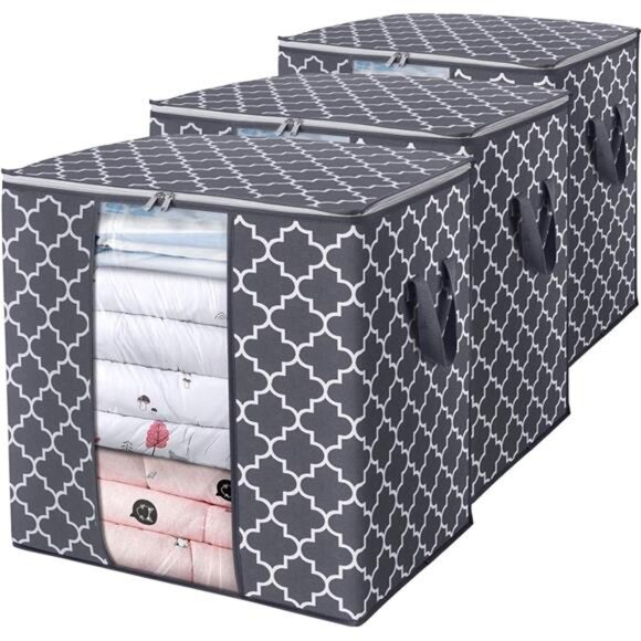 Storage Bags [3 Pack/100L] Large Blanket Clothes Organization and Storage - Picture 1 of 7